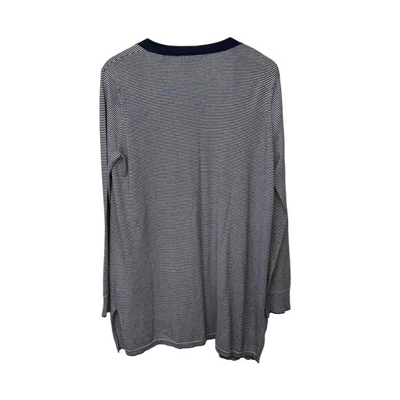 ATM Open Cardigan Silk Cashmere Blend Navy Blue Striped Lightweight Nautical M - Picture 5 of 9